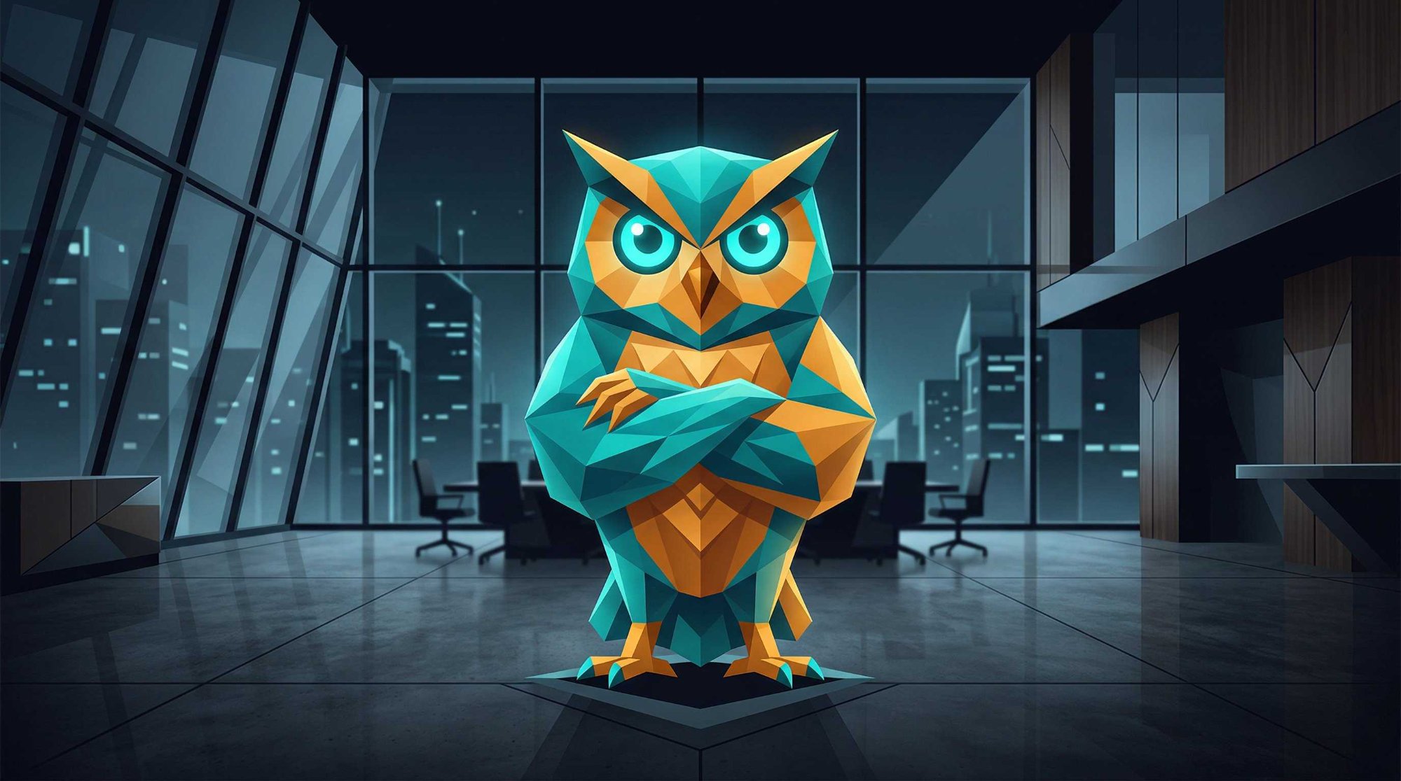 Rem owl in a boardroom setting